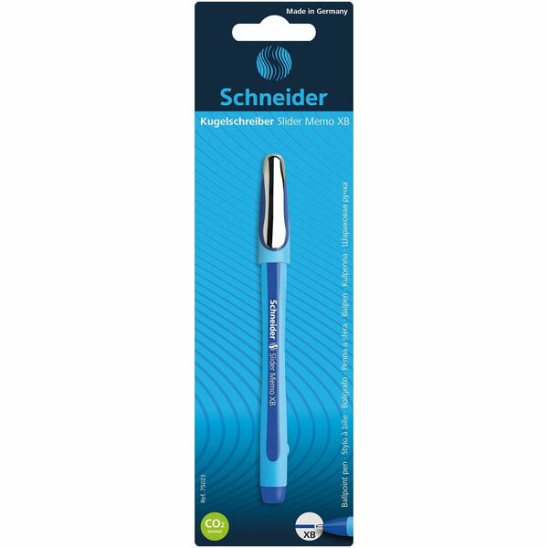 Schneider Memo Ballpoint Pen XB - Extra Broad Pen Point - Blue Ink - Stainless Steel Tip - Writing - 1 Each