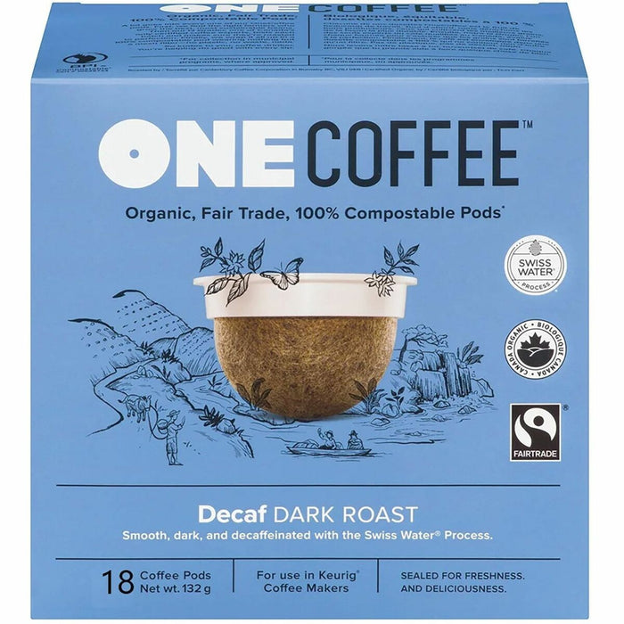 OneCoffee K-Cup Decaf Dark Roast - Dark - K-Cup - Decaf - Decaffeinated - 18 / Box