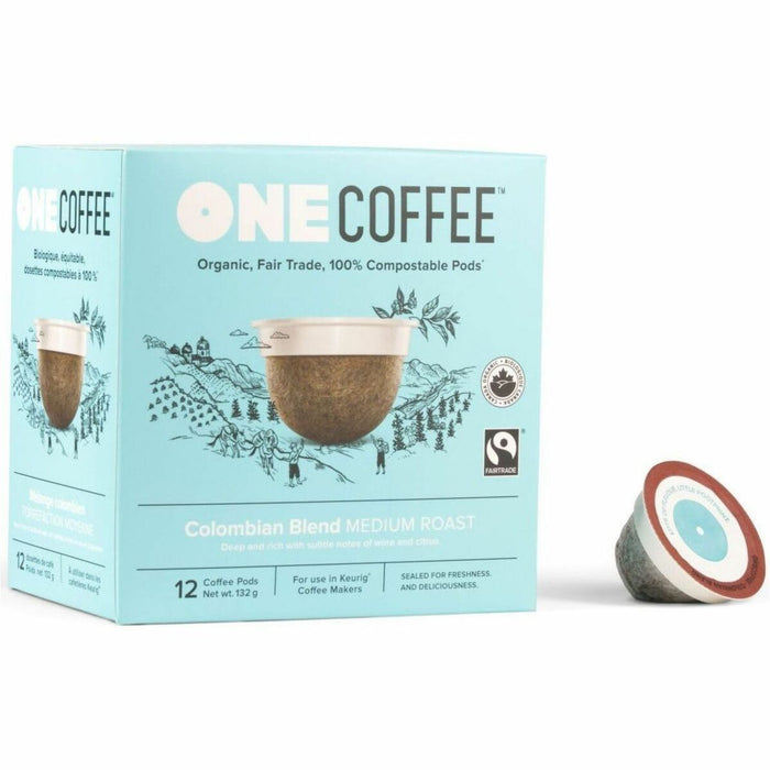 OneCoffee K-Cup Colombian Blend - Medium - K-Cup - Colombian - Organic - 18 / Box