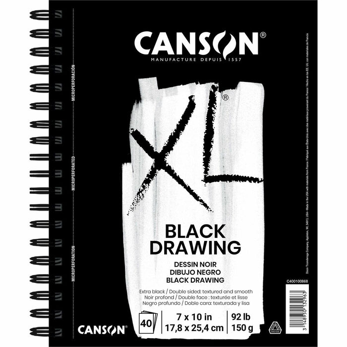 Canson XL Drawing Pad - 10 Sheets - Wire Bound - Black Cover - 6 / Pack