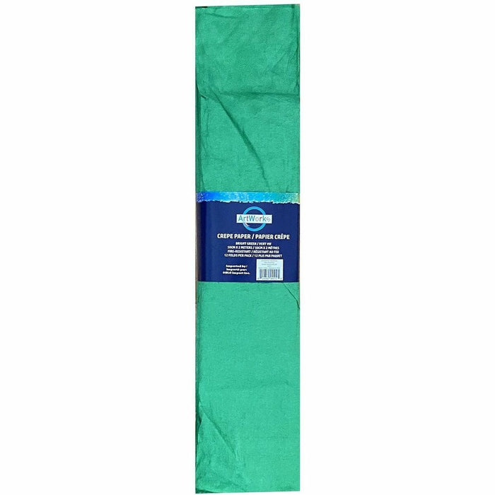 DBLG Import Bright Green Crepe Paper - Craft, Decoration, Costume, Paper Sculpture, Flower - Bright Green - Paper - 12 / Pack