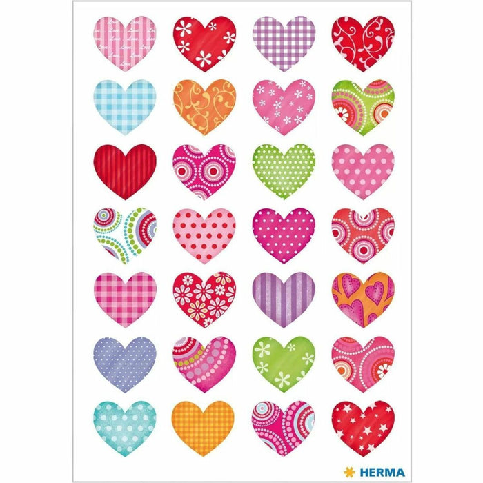 Herma Stickers Colourful hearts - Love Theme/Subject - Skill Learning: Decoration - 84 x Heart Shape - Hearts - Self-adhesive, Permanent Adhesive - Paper - 10 / Pack