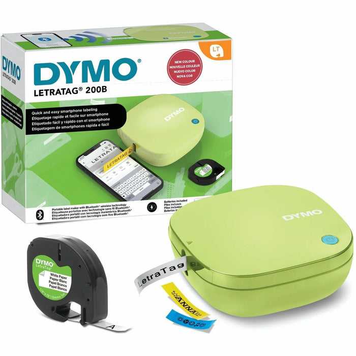 Dymo 200B Label Maker - Thermal Transfer - Label, Tape - Battery - Green