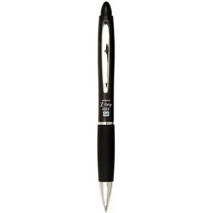 Zebra Pen Z-Grip MAX Gel Retractable Pens - 0.7 mm Medium Pen Point - Retractable - Black Ink - Gel-based - Black Barrel - Writing - 1 Each