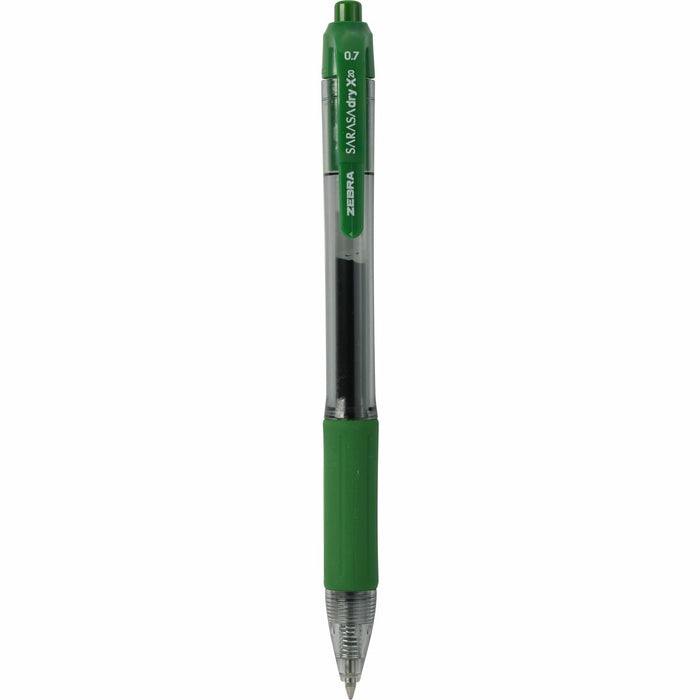 Zebra Pen Sarasa Gel Pen - 0.7 mm Medium Pen Point - Refillable - Retractable - Green Ink - Water Based - Translucent Barrel - Writing - 1 Each
