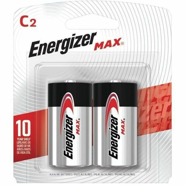 Energizer MAX Alkaline C Batteries, 2 Pack - For Flashlight, Radio, Toy - C - 8350 mAh - 1.5 V DC - 10 Year Shelf Life - 2 / Pack
