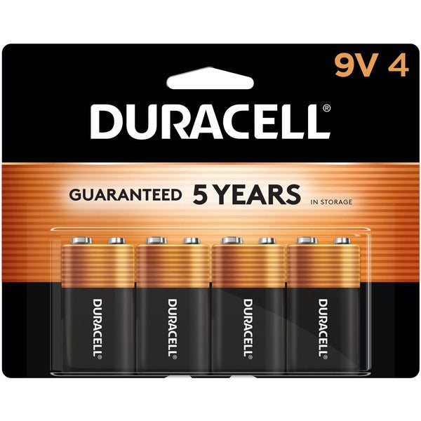 Duracell 9-Volt Coppertop Alkaline Batteries - For Multipurpose - 9VsapceShelf Life - 4 / Pack