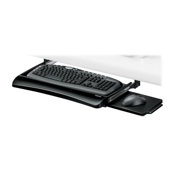 Fellowes Keyboard Drawer - 2.3" (58.67 mm) Height x 22" (558.80 mm) Width x 11.6" (295.40 mm) Depth - Black - Plastic - 1