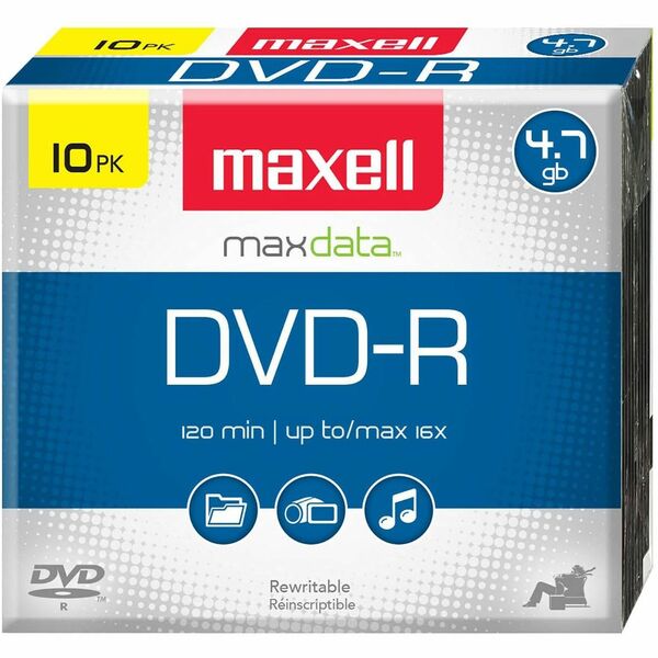 Maxell 16x DVD-R Media - 4.7GB - 10 Pack