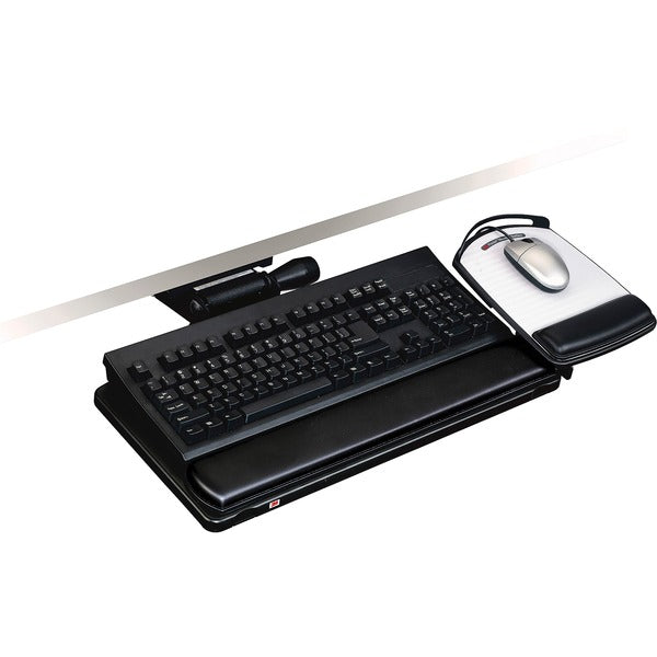 3M Easy Adjust Keyboard Tray Platform Gel Wrist Rests Precise Mouse Pad - 26.5" Width x 10.5" Depth - Black - 1