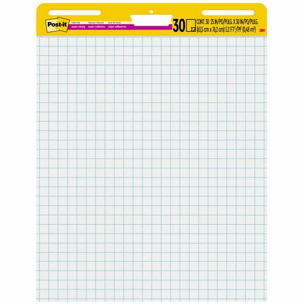 Post-it&reg; Self-Stick Easel Pad Value Pack - 30 Sheets - Stapled - Feint Front Ruling - Blue Margin - 18.50 lb (8391.46 g) Basis Weight - 25" (635 mm) x 30" (762 mm) Sheet Size - White Paper - Cardboard Cover - Self-adhesive, Repositionable, Resist Blee