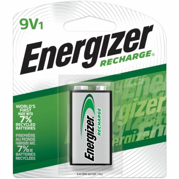 Energizer 9-Volt Recharge Batteries - For Multipurpose - Battery Rechargeable - 9V - 175 mAh - 8.4 V DCsapceShelf Life - 1 Each