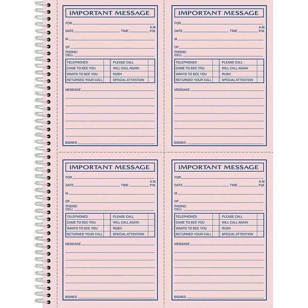 Adams Carbonless Important Message Pad - 200 Sheet(s) - Spiral Bound - 2 PartCarbonless Copy - 8 1/2" (21.6 cm) x 11" (27.9 cm) Sheet Size - Assorted Sheet(s) - 1 Each