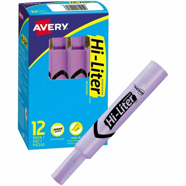 Avery&reg; Desk Style HI-LITER&reg;, Fluorescent Purple - Chisel Marker Point - Fluorescent Purple Ink - Purple Barrel - 1 Dozen