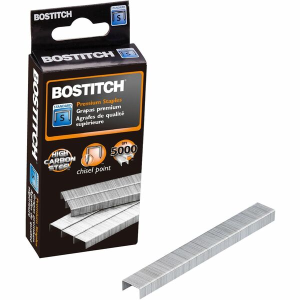 Bostitch PowerCrown 1/4" Standard Premium Staples - Standard - 1/4" (6.35 mm) Leg - 1/2" (12.70 mm) Crown - Holds 20 Sheet(s) - for Paper - Chisel Point, Galvanized - Silver - High Carbon Steel - 0.94" (23.88 mm) Height x 2.25" (57.15 mm) Width x 4.06" (1