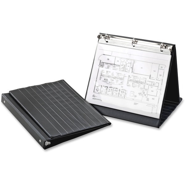 Cardinal&reg; Presentation Easel Round Ring Binders - 1" (25.40 mm) Binder Capacity - Letter - 8 1/2" (215.90 mm) x 11" (279.40 mm) Sheet Size - 225 Sheet Capacity - 3 Ring - Fastener: Round Ring - Vinyl - Black - 1.04 lb (471.74 g) - Hook & Loop Closure