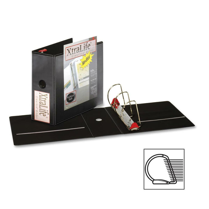 Cardinal XtraLife ClearVue Non-Stick Locking Slant-D Ring Binder - 5" (127 mm) Binder Capacity - Letter - 8 1/2" (215.90 mm) x 11" (279.40 mm) Sheet Size - 1100 Sheet Capacity - 4 3/8" (111.25 mm) Spine Width - 3 Ring - Fastener: D-Ring - Pocket: 2, Insid