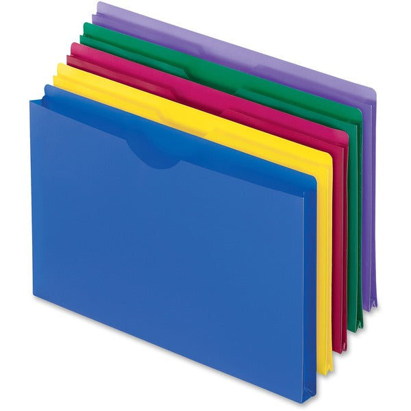 Pendaflex Legal File Jacket - 8 1/2" (215.90 mm) x 14" (355.60 mm) - 1" (25.40 mm) Expansion - Poly - Blue, Magenta, Yellow, Green, Purple - Durable, Tear Resistant, Water Resistant, Translucent - 5 / Pack
