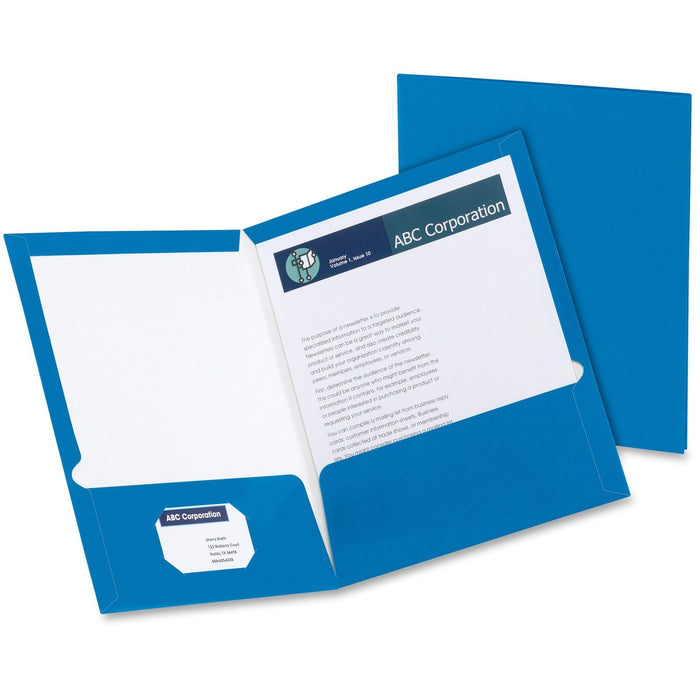 Oxford Letter Pocket Folder - 8 1/2" (215.90 mm) x 11" (279.40 mm) - 2 Pocket(s) - Blue - 25 / Box