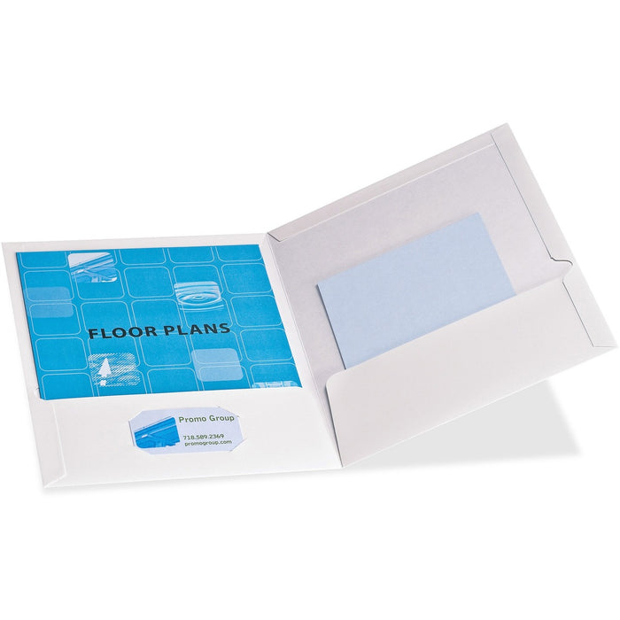 Oxford Showfolio Letter Pocket Folder - 8 1/2" (215.90 mm) x 11" (279.40 mm) - 100 Sheets Capacity - 2 Internal Pocket(s) - White - Laminated, High Gloss, Soil Resistant, Moisture Resistant, Die-cut, Twin Pocket - 25 / Box
