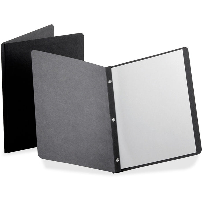 Oxford Letter Yes Report Cover - 1/2" (12.70 mm) Folder Capacity - 8 1/2" (215.90 mm) x 11" (279.40 mm) - Leatherette - Black - Punched, Embossed - 10% Recycled - 25 / Box