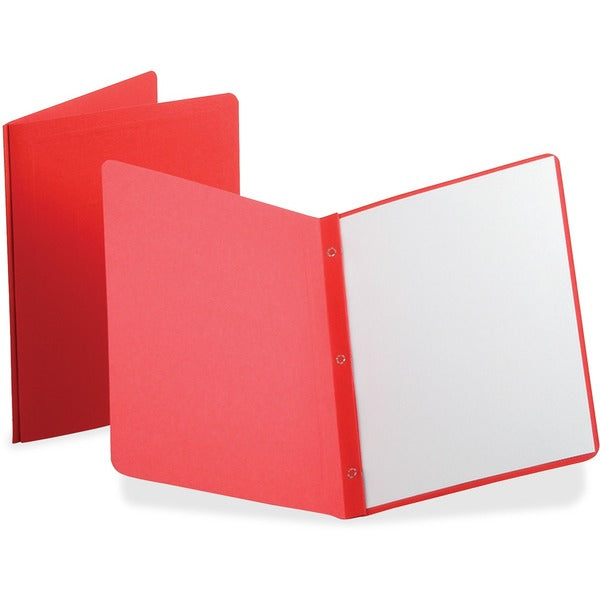 Oxford Letter Recycled Report Cover - 1/2" (12.70 mm) Folder Capacity - 8 1/2" (215.90 mm) x 11" (279.40 mm) - Leatherette - Red - Punched, Embossed - 10% Recycled - 25 / Box