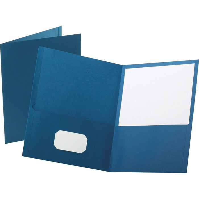 Oxford Letter Yes Pocket Folder - 8 1/2" (215.90 mm) x 11" (279.40 mm) - 100 Sheets Capacity - 2 Internal Pocket - Leatherette - Blue - Turned Edge - 10% Recycled - 25 / Box