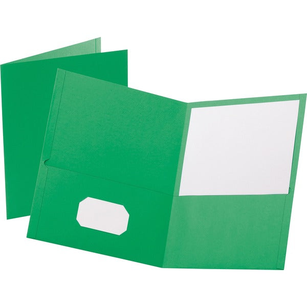 Oxford Letter Recycled Pocket Folder - 8 1/2" (215.90 mm) x 11" (279.40 mm) - 100 Sheets Capacity - 2 Internal Pocket - Leatherette - Light Green - Turned Edge - 10% Recycled - 25 / Box