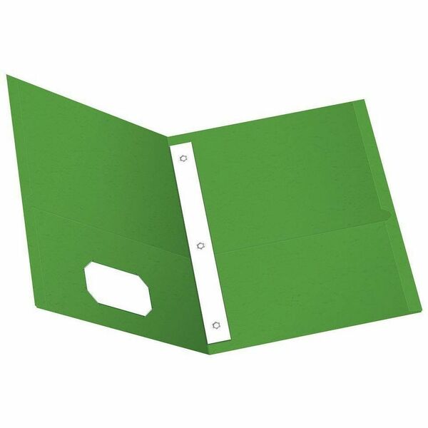 Oxford Letter Recycled Pocket Folder with Fastener - 8 1/2" (215.90 mm) x 11" (279.40 mm) - 135 Sheets Capacity - 3 x Prong Fastener - 1/2" (12.70 mm) for Folder - 2 Inside Front & Back Pocket - Leatherette, Fiber - Green - Tear Resistant, Durable, Punche