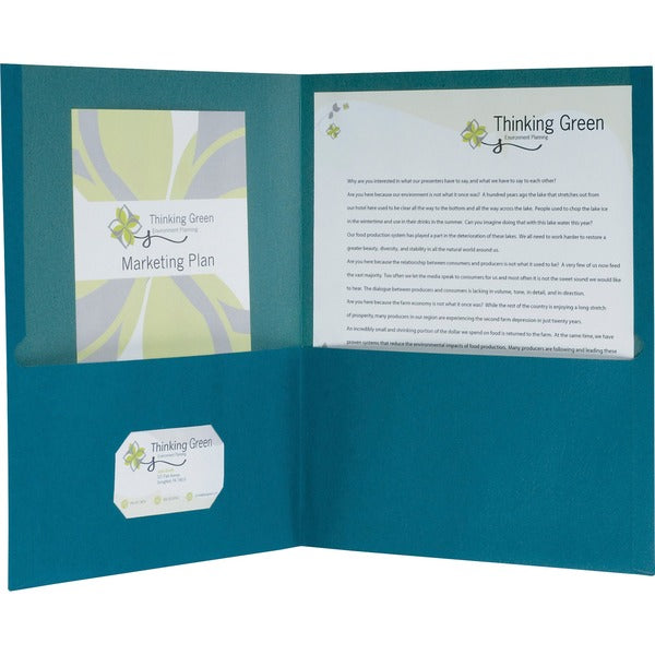 Oxford EarthWise Letter Recycled Pocket Folder - 8 1/2" (215.90 mm) x 11" (279.40 mm) - 100 Sheet Capacity - 2 Pocket(s) - Blue - 100% Recycled - 25 / Box