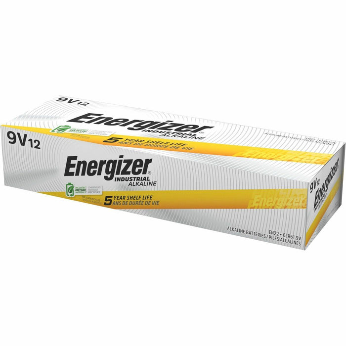Energizer Industrial Battery - For Gas Detector, Smoke Detector, Stud Finder - 9V - 9 V - 5 Year Shelf Life - 1 / Pack