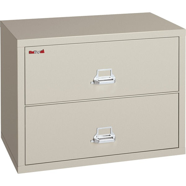 FireKing Insulated 2-Drawer Lateral Records File - 37.42" (95.05 cm) Width x 22.13" (56.20 cm) Depth x 27.75" (70.48 cm) Height - 2 x Drawer(s) for File - Letter, Legal - Lateral - Fire Resistant - Parchment - Powder Coated - Steel