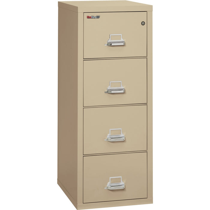 FireKing Insulated Deep File Cabinet - 4-Drawer - 20.75" (52.71 cm) Width x 25" (63.50 cm) Depth x 52.75" (133.98 cm) Height - 4 x Drawer(s) for File - Legal - Fire Resistant - Parchment - Powder Coated - Steel