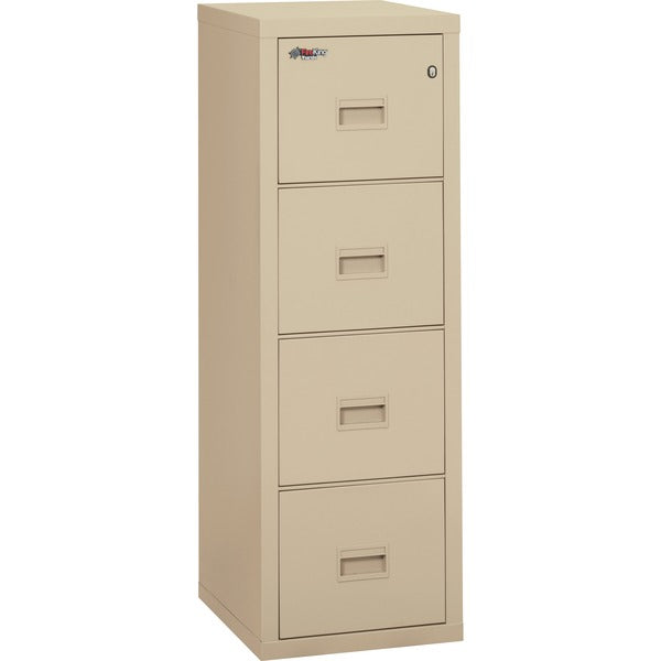 FireKing Insulated Turtle File Cabinet - 4-Drawer - 17.7" x 22.1" x 52.8" - 4 x Drawer(s) for File - Letter, Legal - Fire Resistant - Parchment - Powder Coated - Steel