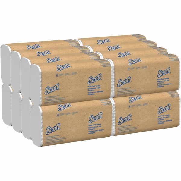 Scott&reg; Multifold Paper Towels with Absorbency Pockets - 9.20" (233.68 mm) Width x 9.40" (238.76 mm) Length - White - Paper - 250/Pack - 16 / Carton