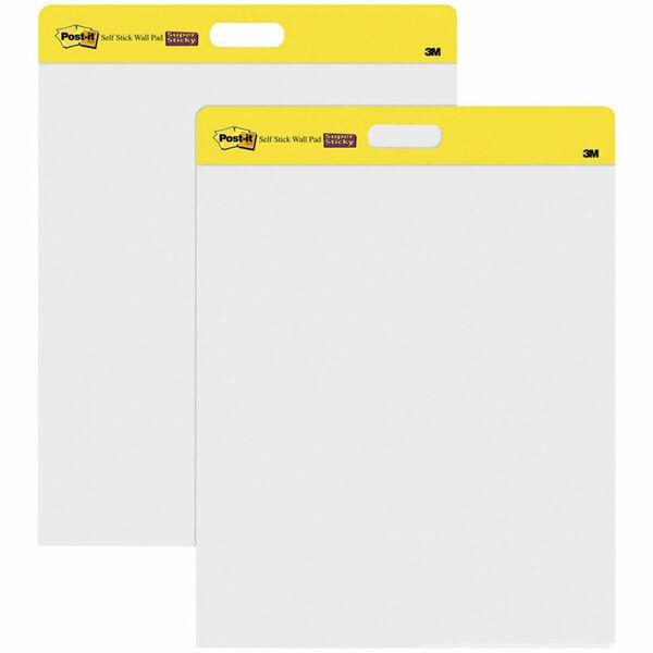Post-it&reg; Self-Stick Easel Pads - 20 Sheets - Plain - Stapled - 18.50 lb (8391.46 g) Basis Weight - 20" (508 mm) x 23" (584.20 mm) Sheet Size - White Paper - Cardboard Cover - Resist Bleed-through, Removable, Sturdy Back - 2 / Pack