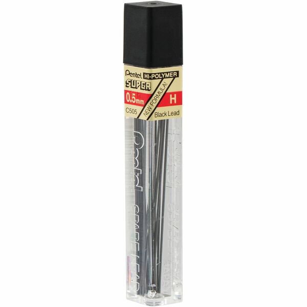 Hi-Polymer Super Lead Refill (0.5mm), H, 12 Leads per Tube - Pentel Hi-Polymer Super Lead Refills for Mechanical Pencils, 12 Leads Per Tube, H Grade, Light Hard Lead for Detailing, 0.5mm Fine Point