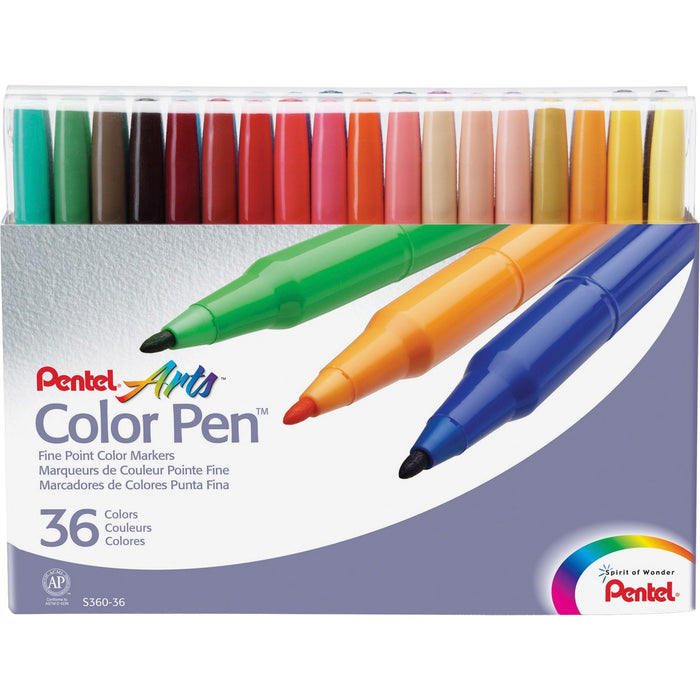 Pentel Markers - Assorted Ink - Water Based - 36 / Pack