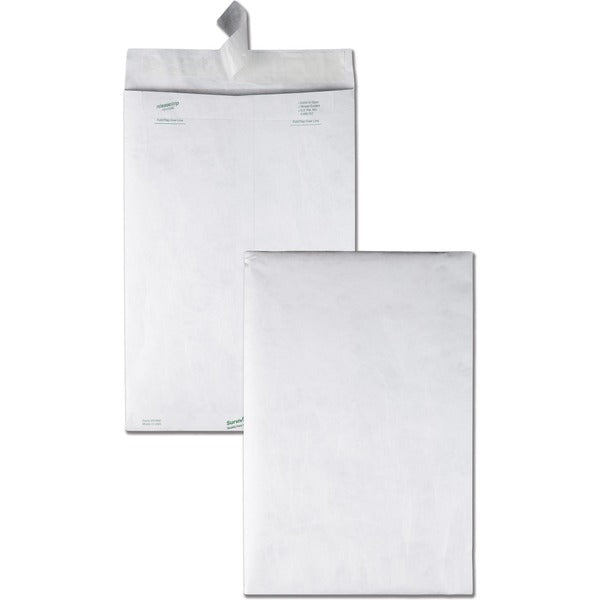 Survivor&reg; 10 x 15 DuPont Tyvek Catalog Mailers - Catalog - 10" (254 mm) Width x 15" (381 mm) Length - 14 lb (6350.29 g) - Peel & Seal - White - Tyvek - 100 / Box