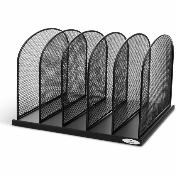 Safco Mesh Desk Organizers - 5 Compartment(s) - 2" (50.80 mm) - 8.3" Height x 12.5" Width x 11.3" DepthDesktop - Powder Coated - Black - Steel - 1 Each