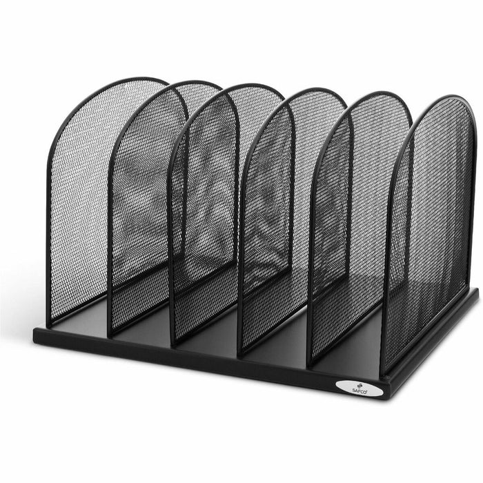Safco Mesh Desk Organizers - 5 Compartment(s) - Compartment Size : 2" (50.80 mm) - 8.3" (209.55 mm) Height x 12.5" (317.50 mm) Width x 11.3" (285.75 mm) Depth - Desktop - Powder Coated - Black - Steel - 1 Each
