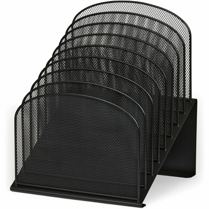 Safco Onyx Wire Mesh Desktop Organizer - 8 Compartment(s) - Compartment Size : 1" (25.40 mm) - 14" (355.60 mm) Height x 11.8" (298.45 mm) Width x 10.8" (273.05 mm) Depth - Desktop - Powder Coated - Black - Steel - 1 Each