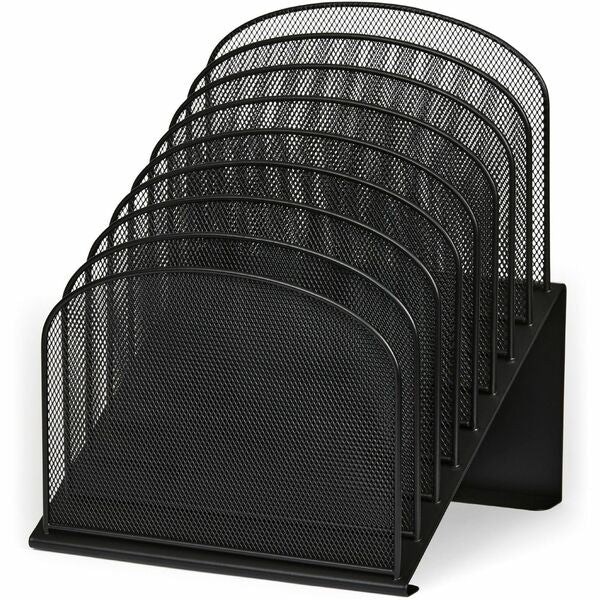 Safco Onyx Wire Mesh Desktop Organizer - 8 Compartment(s) - 1" (25.40 mm) - 14" Height x 11.8" Width x 10.8" DepthDesktop - Powder Coated - Black - Steel - 1 Each