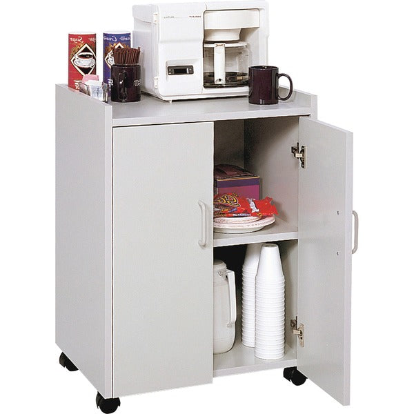 Safco Mobile Refreshment Utility Cart - 200 lb (90718.47 g) Load Capacity - 4 Casters - 2" (50.80 mm) Caster Size - Wood - 18" (457.20 mm) Width x 23" (584.20 mm) Depth x 31" (787.40 mm) Height - Gray - 1 Each