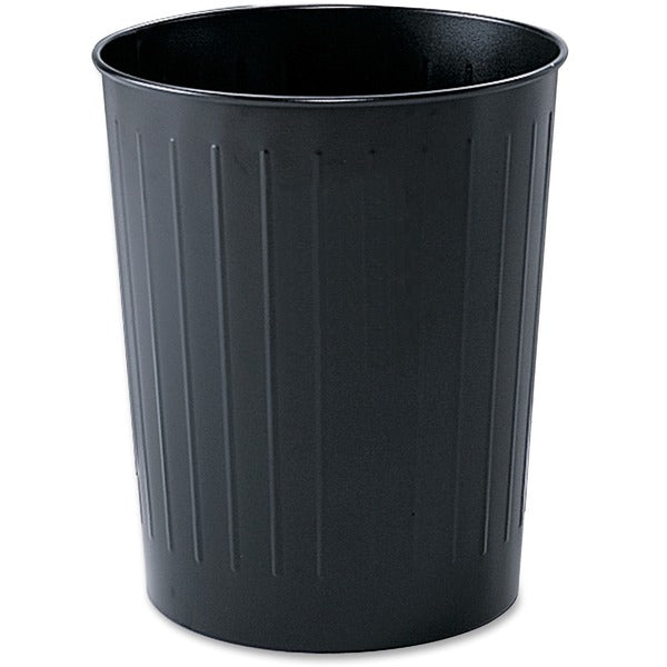 Safco Fire-safe Steel Round Wastebasket - 22.71 L Capacity - Round - 13" (330.20 mm) Opening Diameter - 14" (355.60 mm) Height - Steel - Black - 1 Each