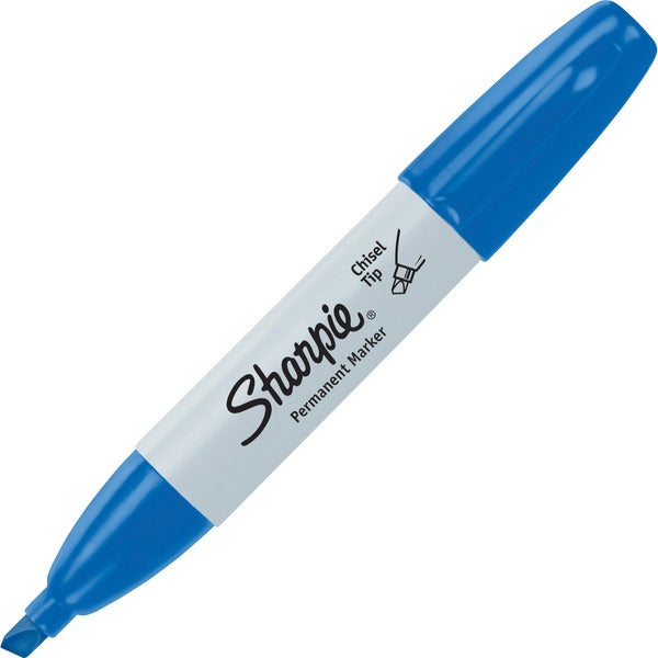 Sharpie Large Barrel Permanent Markers - Wide Chisel Marker Point - Blue Ink - Alcohol Based - 1 Each