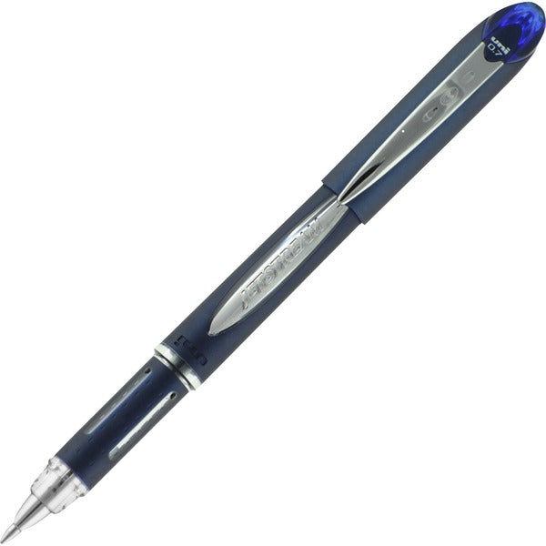 uni&reg; Jetstream Ballpoint Pen - Fine Pen Point - 0.7 mm Pen Point Size - Blue Pigment-based Ink - Blue Stainless Steel Barrel - 1 Each