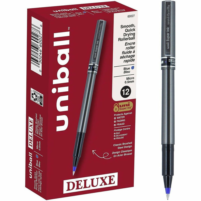 uniball Deluxe Rollerball Pen - Blue Ink - Gray Barrel - 1 / Each