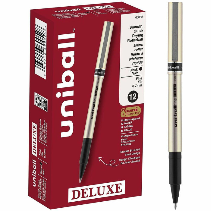 uniball Deluxe Rollerball Pens - Black Ink - Champagne Barrel - 1 / Each