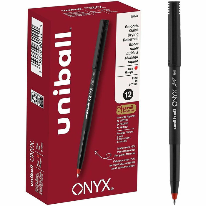 uniball Onyx Rollerball Pen - uniball™ Onyx Rollerball Pen, Fine Point (0.7mm), Red, 12 Pack